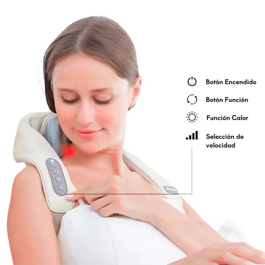 💥 Masajeador para Cuello y Espalda 💆🏻🧘♀️¡Replica Manos, Masajeador Shiatsu Inalámbrico!